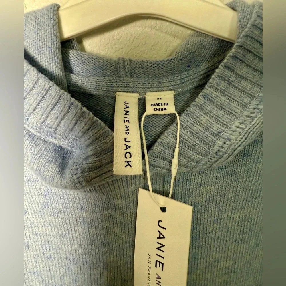 Janie and Jack Boys Girls Blue Striped Knit Hoodie Sweater Size 2T
